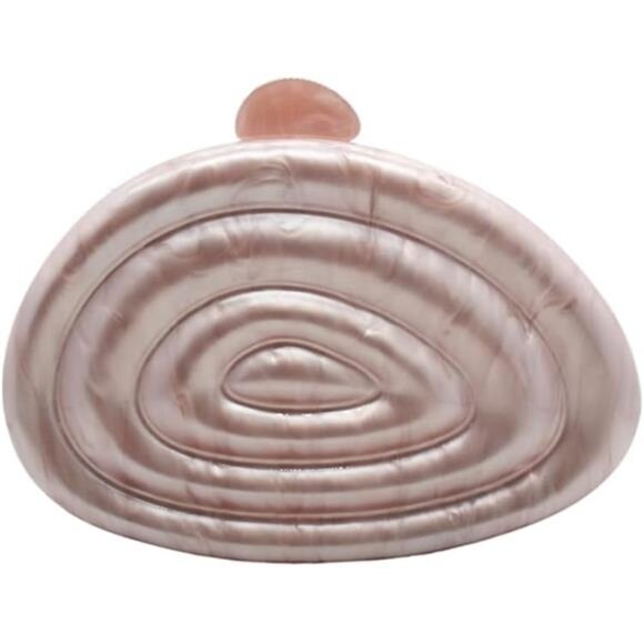 Shell Acrylic Evening Clutch – Elegant Wedding & Party Purse with Chain - Picture 4 of 4